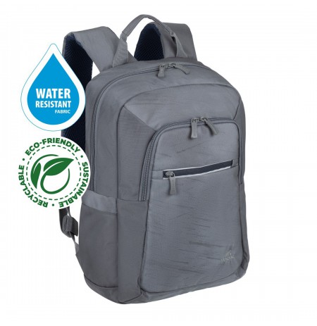 RIVACASE 7523 Alpendorf ECO 13.3-14" Laptop Backpack, grey, waterproof material, eco rPET, pockets for smartphone, documents,