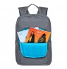 RIVACASE 7523 Alpendorf ECO 13.3-14" Laptop Backpack, grey, waterproof material, eco rPET, pockets for smartphone, documents,