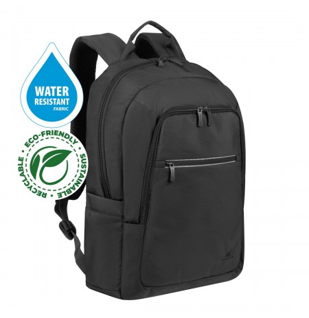 RIVACASE 7561 Laptop Backpack 15.6"-16" Alpendorf ECO, black, waterproof material, eco rPet, pockets for smartphone, documents,