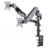 Manhattan TV & Monitor Mount, Desk, Full Motion (Gas Spring), 2 screens, Screen Sizes: 10-27", Black, Clamp or Grommet