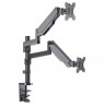 Manhattan TV & Monitor Mount, Desk, Full Motion (Gas Spring), 2 screens, Screen Sizes: 10-27", Black, Clamp or Grommet