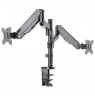 Manhattan TV & Monitor Mount, Desk, Full Motion (Gas Spring), 2 screens, Screen Sizes: 10-27", Black, Clamp or Grommet