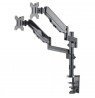 Manhattan TV & Monitor Mount, Desk, Full Motion (Gas Spring), 2 screens, Screen Sizes: 10-27", Black, Clamp or Grommet