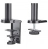 Manhattan TV & Monitor Mount, Desk, Full Motion (Gas Spring), 2 screens, Screen Sizes: 10-27", Black, Clamp or Grommet