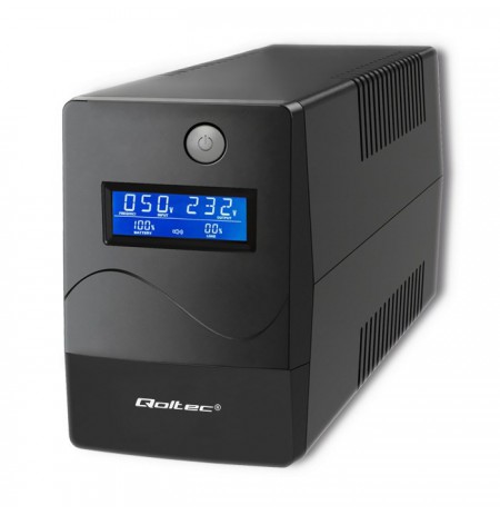 Qoltec 53980 Uninterruptible Power Supply | Monolith | 1000VA | 600W | LCD | USB | RJ45