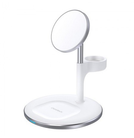 MagSafe bevielis įkroviklis su stovu CHOETECH, 3in1, 15W, baltas