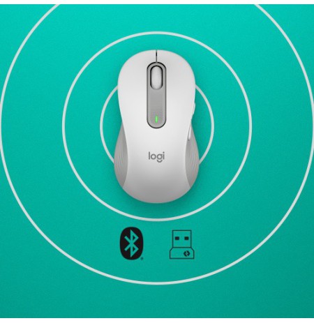 Logitech Signature M650 L LEFT Belaidė pelė, RF Wireless + Bluetooth, 4000 DPI, Off-White