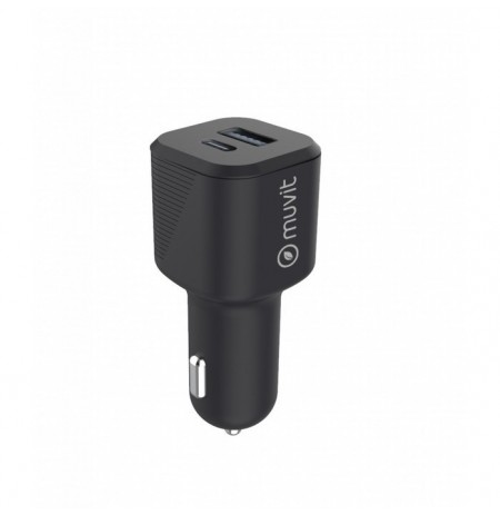 Car Charger PD USB 20W+ QC 3.0 18W By Muvit Black