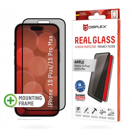 Apple iPhone 15 Plus/15 Pro Max Real 3D Screen Privacy Glass By Displex Black