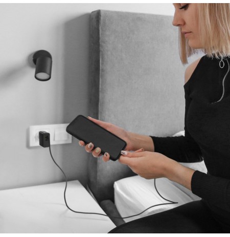 Qoltec 52379 Super Quick PD Charger | 1xUSB-C | 65W | 5-20V | 3-3.25A | Black