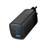 Gembird TA-UC-PDQC65-01-BK 3-port 65 W GaN USB PowerDelivery fast charger, black