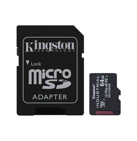 Kingston UHS-I | 64 GB | microSDHC/SDXC Industrial Card | Flash memory class Class 10, UHS-I, U3, V30, A1 | SD Adapter