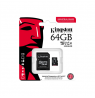 Kingston UHS-I | 64 GB | microSDHC/SDXC Industrial Card | Flash memory class Class 10, UHS-I, U3, V30, A1 | SD Adapter