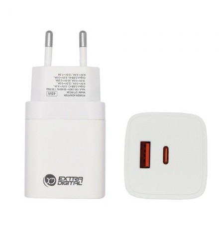 Kroviklis GaN USB Type-C, USB Type-A: 45W, PPS