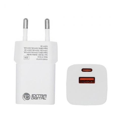 Kroviklis GaN USB Type-C, USB Type-A: 30W, PPS