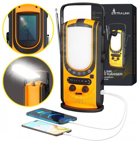 Extralink Power Ranger EPS-6000 | Power Bank | 6000mAh, FM Radio, LED Light, Dynamo, Solar Panel