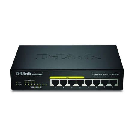 D-Link DGS-1008P/E network switch Unmanaged L2 Power over Ethernet (PoE) Black