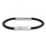 Apyrankė Police Warren Black Leather With Stainless Steel Wing Logo Gents Bracelet PEAGB0033601