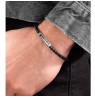 Police Warren Black Leather With Stainless Steel Wing Logo Gents Bracelet PEAGB0033601