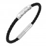 Police Warren Black Leather With Stainless Steel Wing Logo Gents Bracelet PEAGB0033601