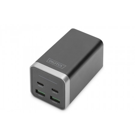 Universal wall charger GaN power supply 4 ports 2x USB-C 2x USB-A PD 3.0 65W black