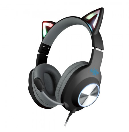 Foxxray Shining Cat Gaming Headset Wired Black/Grey