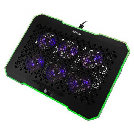 Nešiojamojo kompiuterio aušinimo stovas HISMART, su 6 RGB ventiliatoriais, 5 padėčių