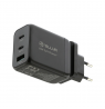 Tellur GaN 65W 3-port wall charger, 2xUSB-C + USB-A, EU,UK,US, black