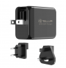 Tellur GaN 65W 3-port wall charger, 2xUSB-C + USB-A, EU,UK,US, black