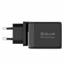 Tellur GaN 65W 3-port wall charger, 2xUSB-C + USB-A, EU,UK,US, black