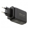 Tellur GaN 65W 3-port wall charger, 2xUSB-C + USB-A, EU,UK,US, black