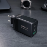 Tellur GaN 65W 3-port wall charger, 2xUSB-C + USB-A, EU,UK,US, black