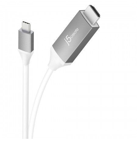 Adapter j5create USB-C to 4K HDMI Cable (USB-C m - 4K HDMI m 1.8m, colour white silver) JCC153G-N