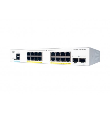 Cisco Catalyst 1000-16P-2G-L Network Switch, 16 Gigabit Ethernet (GbE) PoE+ Ports, 120W PoE Budget, two 1 G SFP Uplink Ports,