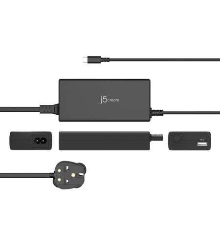 j5create JUP2290C-FN 100W PD USB-C® Super Charger - UK, Black, includes 1.2 m cable