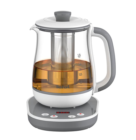 Tefal BJ551B10 Tastea Kettle, Glass, Grey/White