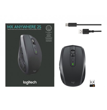 Logitech MX Anywhere 2S Belaidė pelė, RF Wireless + Bluetooth, 4000 DPI, Graphite