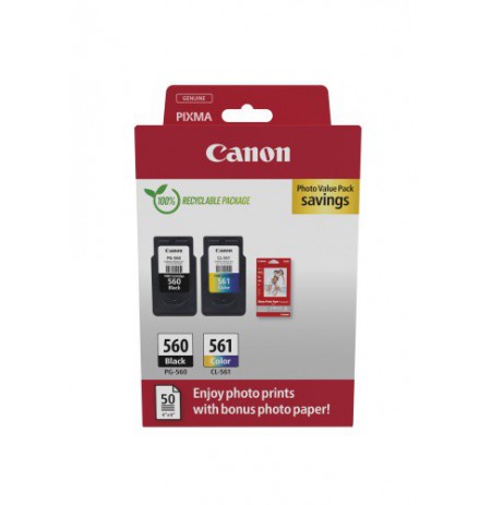 Canon CRG PG-560/CL-561 + Photo Paper Value Pack (3713C008) Rašalinių kasečių komplektas, BK/CMY
