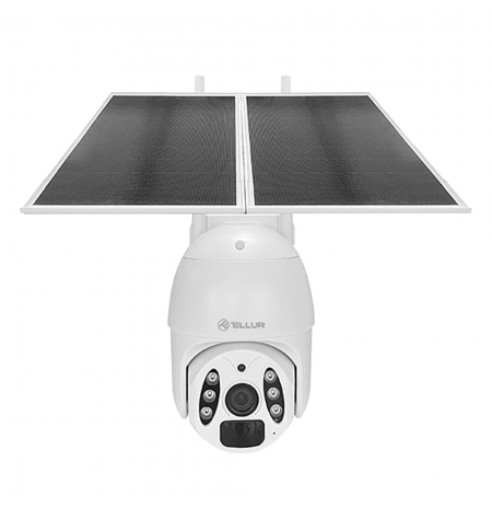 Tellur Smart WiFi Solar Camera P&T 3MP, 2K UltraHD, PIR, 20W solar panel, white