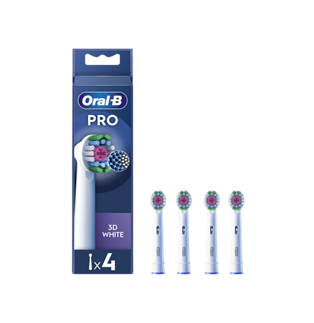 Oral-B | Replaceable toothbrush heads | EB18-4 3D White Pro | Heads | For adults | Number of brush heads included 4 | White