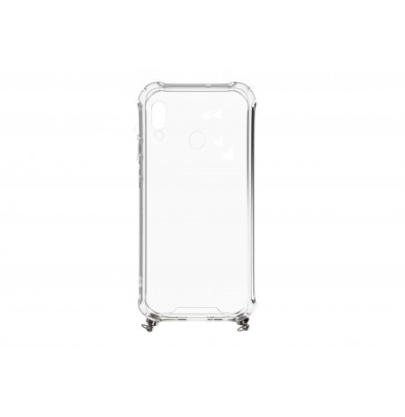 Huawei Y6 2019 Silicone TPU Transparent with Necklace Strap Silver