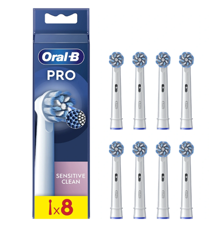 Oral-B | Replaceable toothbrush heads | EB60X-8 Sensitive Clean Pro | Heads | For adults | Number of brush heads included 8 | Wh