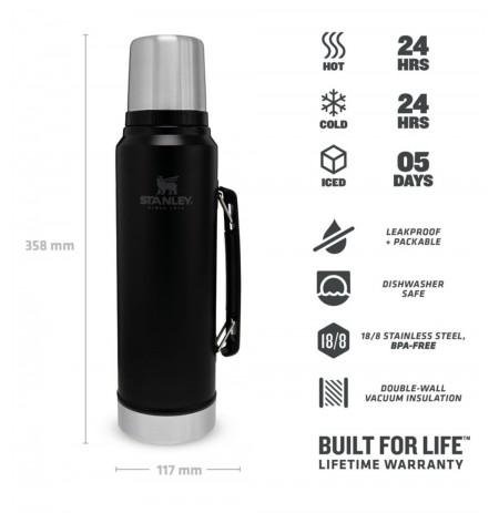 Stanley termosas LEGENDARY CLASSIC - MATTE BLACK 1L