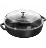 Staub Cast Iron Frying Pan with Two Handles and Lid - 28 cm, Black