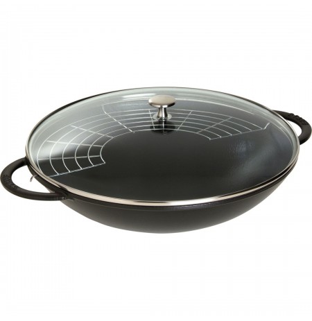 Staub cast iron wok with lid - Black, 37 cm