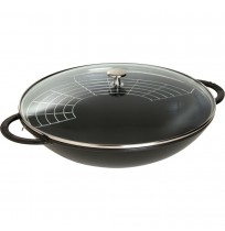 Staub cast iron wok with lid - Black, 37 cm