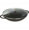 Staub cast iron wok with lid - Black, 37 cm