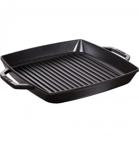 Staub Square Cast Iron Grill Pan with Two Handles - 33 cm, Black