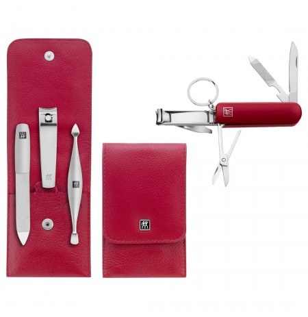 Zwilling Twinox Travel Set - 4-piece leather case - Red