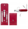Zwilling Twinox Travel Set - 4-piece leather case - Red